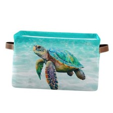 Sea Turtle Beach Large Storage Basket Cube Storage Bin Canvas Fabric FA001