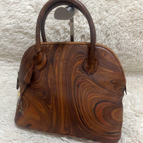 Valentino Hand Bag Tote Purse Logo Leather Marble Authentic #5688
