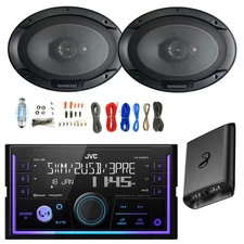 JVC Double DIN Bluetooth AM/FM Stereo Receiver, 2x 6x9" 400W Speakers, Amp w/Kit