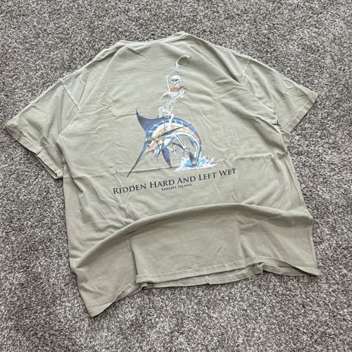 VTG Sanibel Island Sea Dog Ridden Hard Left Wet Graphic T Shirt Mens XL 22x28 - Picture 2 of 4