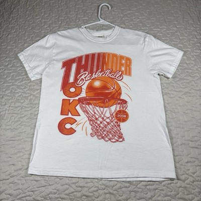 Vintage Y2K Thunder Basketball NBA Oklahoma City 100% Cotton White Shirt Size M 