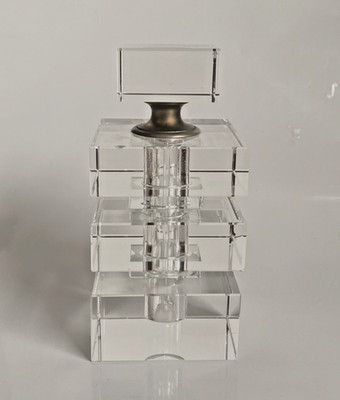 Vintage Modernist Art Deco Cubist Crystal Tiered Parfum Duft Flakon Dauber