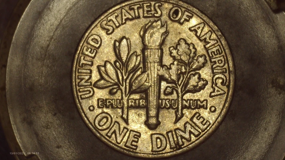 1985 P Roosevelt Dime Raised Rim No Ridges Non Reeded Error Coin UNC  RARE - Image 3 of 3