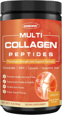 ZEBORA Multi-Collagen-Peptides-Powder for Joint Recovery with MSM & CS - 50 Serv