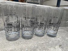 Vintage Olde Philadelphia Strawbridge & Clothier Glasses, Set of 4 Black Sketch