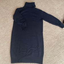 UNIQLO Navy Wool Turtleneck Knit Dress S Used Cable Knit