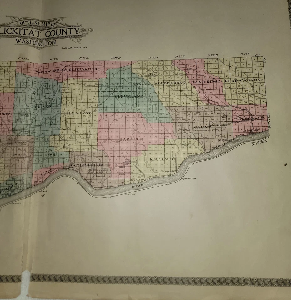 Mapa de plataforma del condado de Klickitat de 1913 grande color WA Washington 27 x 17,5" Foto 3 de 4