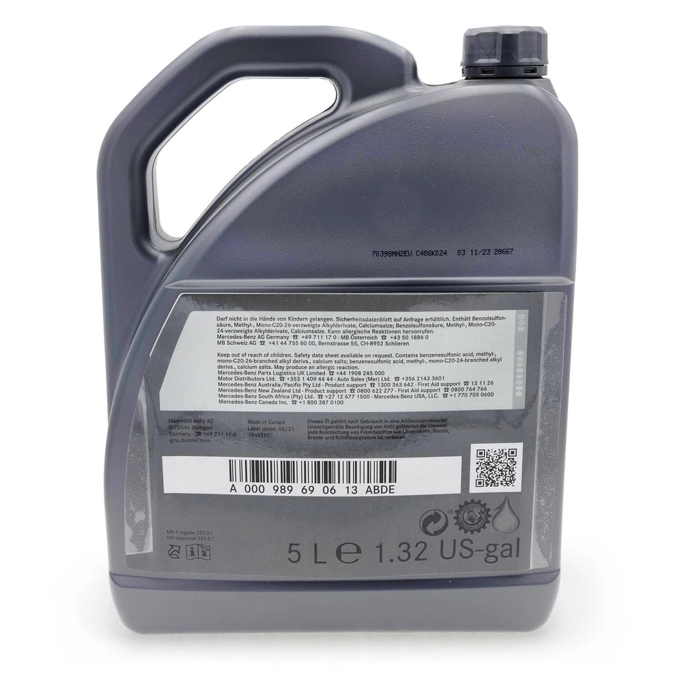 7 litri olio motore originale Mercedes-Benz 5W30 229.51 incl. imbuto + rimorchio - Immagine 3 di 4