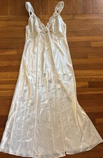 VTG Victoria s Secret 1999 Ivory Satin Bridal Nightgown Open V Back Lingerie MED