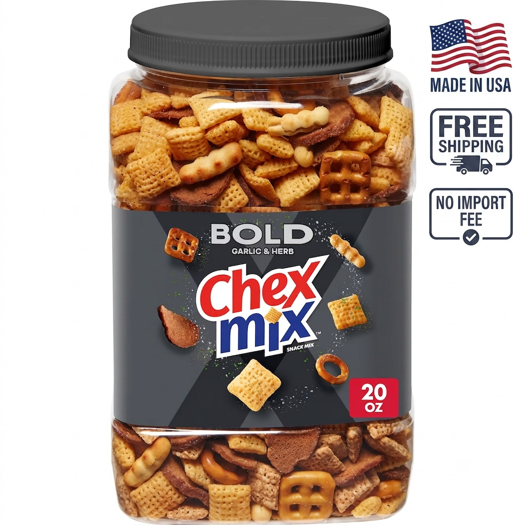 Chex Mix Bold Garlic and Herb Snack Mix, Snack Tub, 20 oz