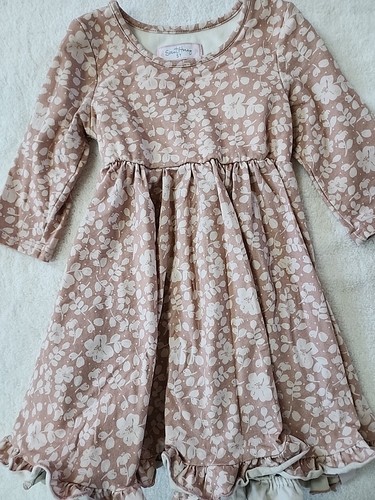 Sweet Honey Girls Beige Floral Dress Size 5 Preowned