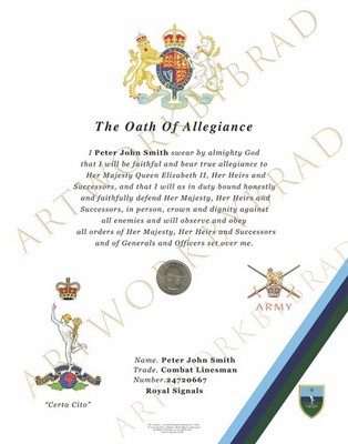 Gedenk-Treueidurkunde - Royal Signals