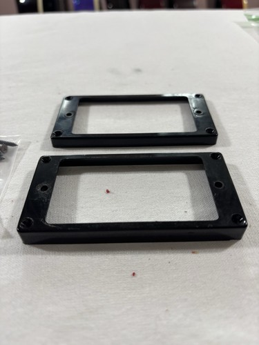 2006 Epiphone Les Paul Special II Humbucker Pickup Rings Black w/ HW - Picture 5 of 16