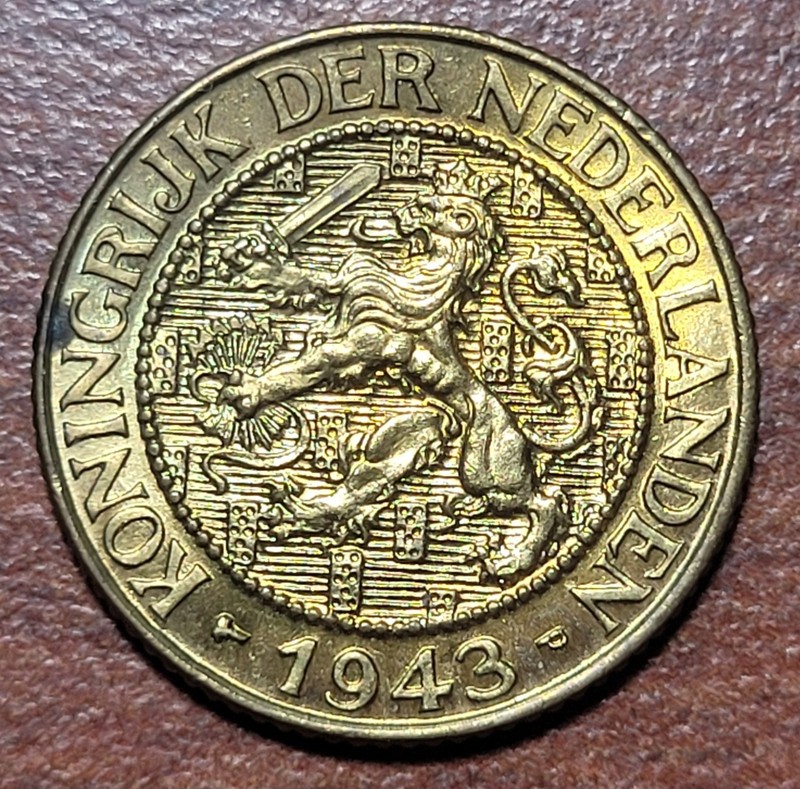 SURINAME, Netherlands 1943-P 1 Cent KM# 10 Choice BU UNC Lustrous Orig Surfaces