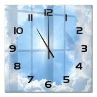 Glasuhr Wanduhren-Design Aus Glas Wolken Am Himmel Schwarze Zeiger 60X60 Cm
