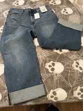 Jessica Simpson Studded Zinnia Wideleg Boyfriend Jeans NWT size 12 Free Shipping