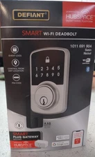 Defiant Square Satin Nickel Smart Wi-Fi Deadbolt Powered 