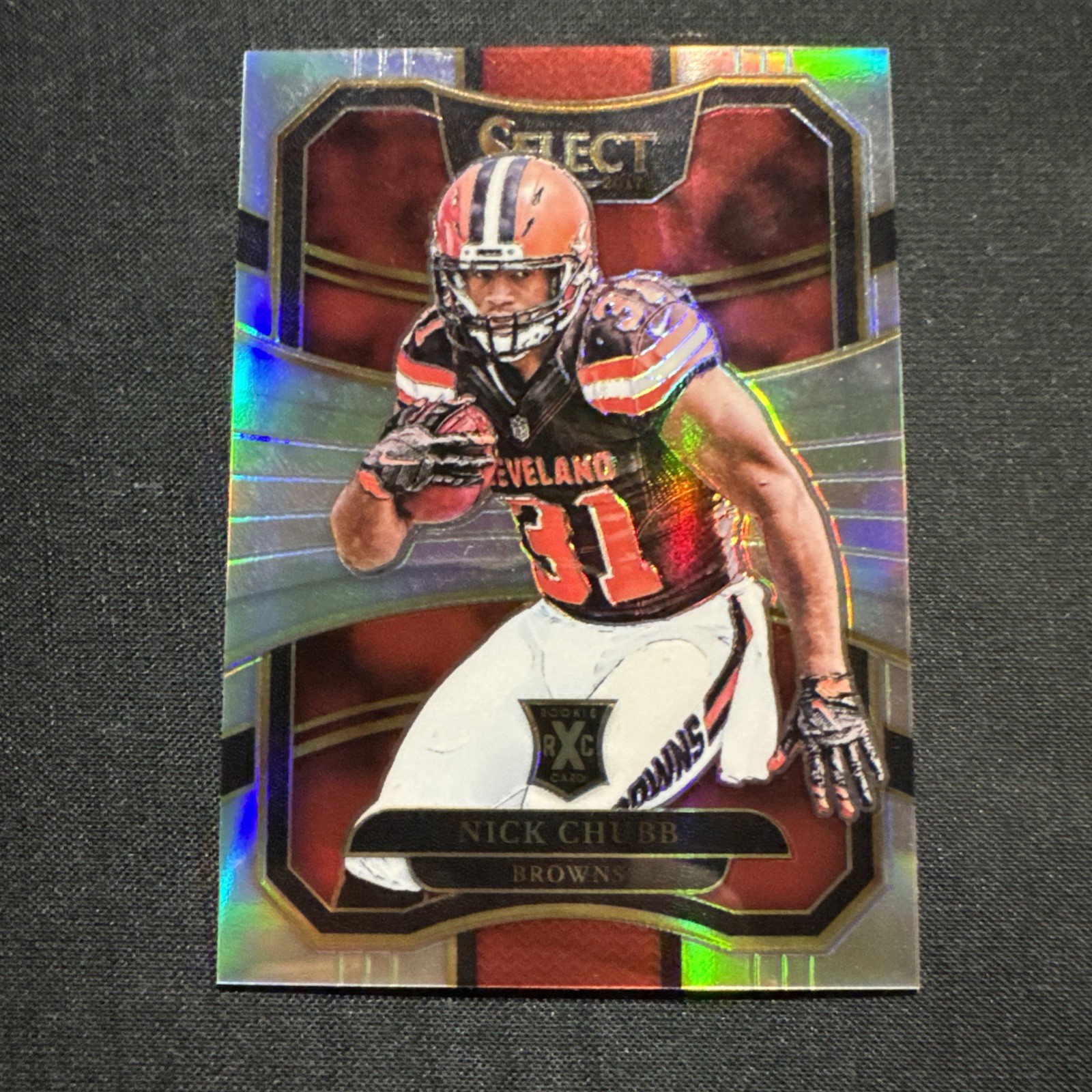 2017 Panini Select - 2018 XRC Nick Chubb #309 Silver Prizm RB4 (RC)