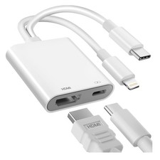 Lightning and USB-C to HDMI Adapter for iPhone to TV, MFi Certified 4K 60Hz