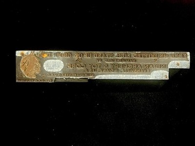 Indian Archery & Toy Corp Instruction Sheet Copper Printing Block  Antique