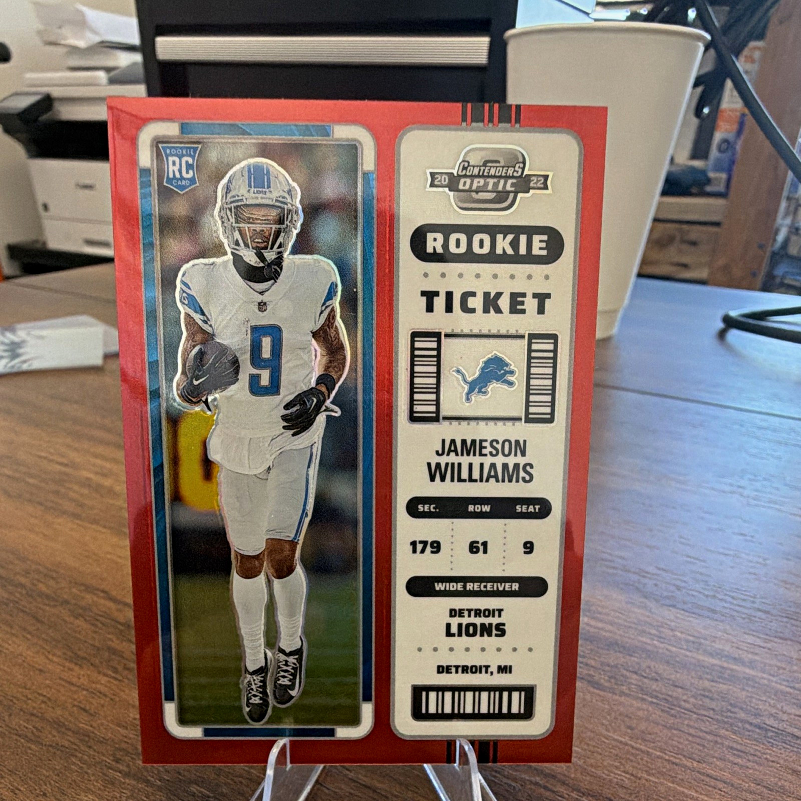 Panini 2022 Contenders Optic Rookie Ticket Red Prizm Jameson Williams #80