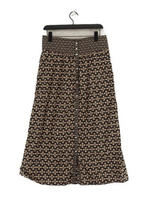 Ba&sh Damen Midirock UK 12 Multi Geometrisches Muster 100 % Baumwolle Midi A-Linie