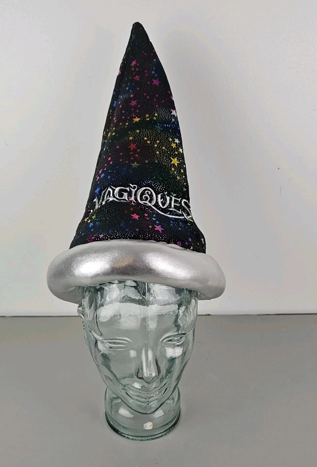 Sombrero de Mago Great Wolf Lodge Magiquest 16" Negro Terciopelo Estrellas Brillantes Fiesta Foto 2 de 4