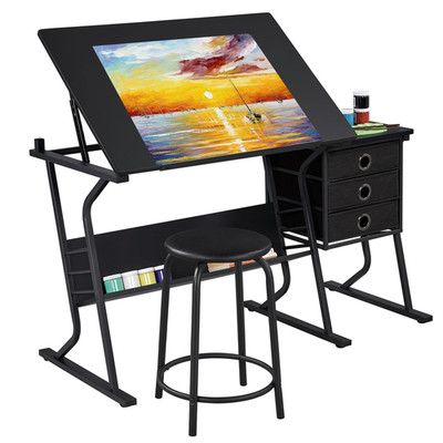 Yaheetech Drafting Table For Adults/Artists Drawing Desk Tabletop Adjustable