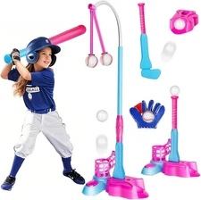 4-in-1 Kids Baseball Set, Hanging Tee, Batting Tee, Pitching Machine, Ball Launc