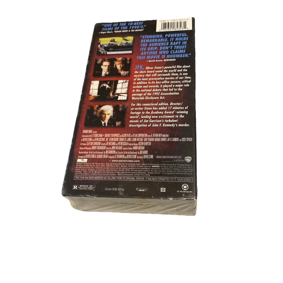 JFK Oliver Stone VHS Kevin Costner Special Edition Directors Cut Rated R Sealed Foto 2 de 4