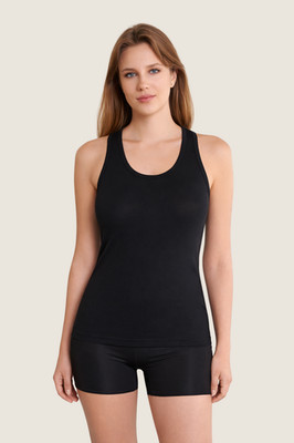 Damen Top Unterhemd Lycra Racerback in schwarz & weiß 95% Baumwolle