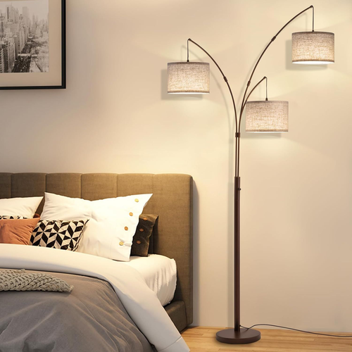 Netin 3 Light Arc Floor Lamps for Living Room, Dimmable Lamp with Brown - Picture 9 of 9