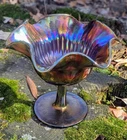 Vintage Carnival Glass Compote - Unmarked (5" X 6")
