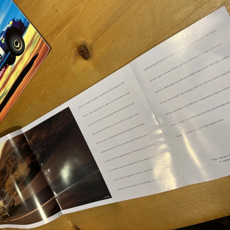 SUBARU IMPREZA Brochure and Price Spec Calatolgue 1998 UK Issue 555 - Image 3 of 4