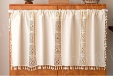 American Style Crochet Hollow Curtain with Tassels, Short Half Cafe Door Curtain