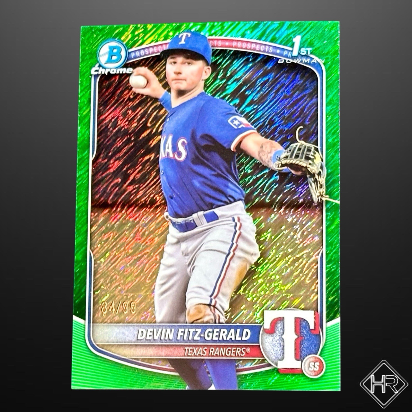 2025 Bowman Chrome Devin Fitz-Gerald 1st Bowman Green Shimmer /99 Rangers