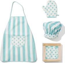 Kid Apron and Chef Hat Set, 3 Pcs Children Cooking Baking Set Kits Role Play