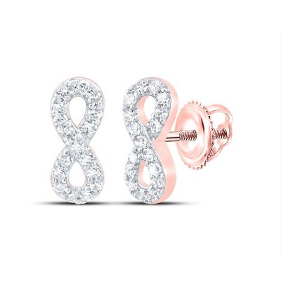 Unendlichkeits-Ohrstecker 0,17 kt natürlicher Diamant 10 kt Rotgold