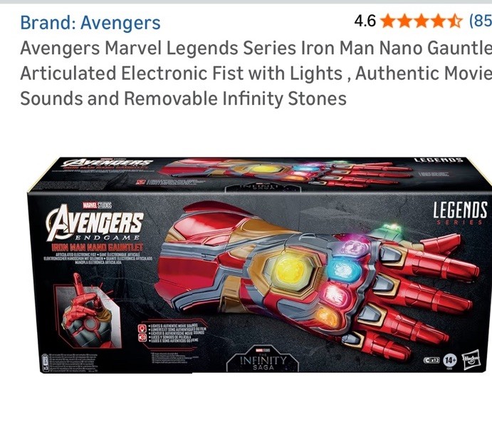 Avengers Marvel Legends Series Iron Man Nano Gauntlet Glove Light