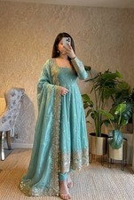 Gown Women Indian Anarkali Dress Ethnic Wear Long Wedding Party Embroidered
