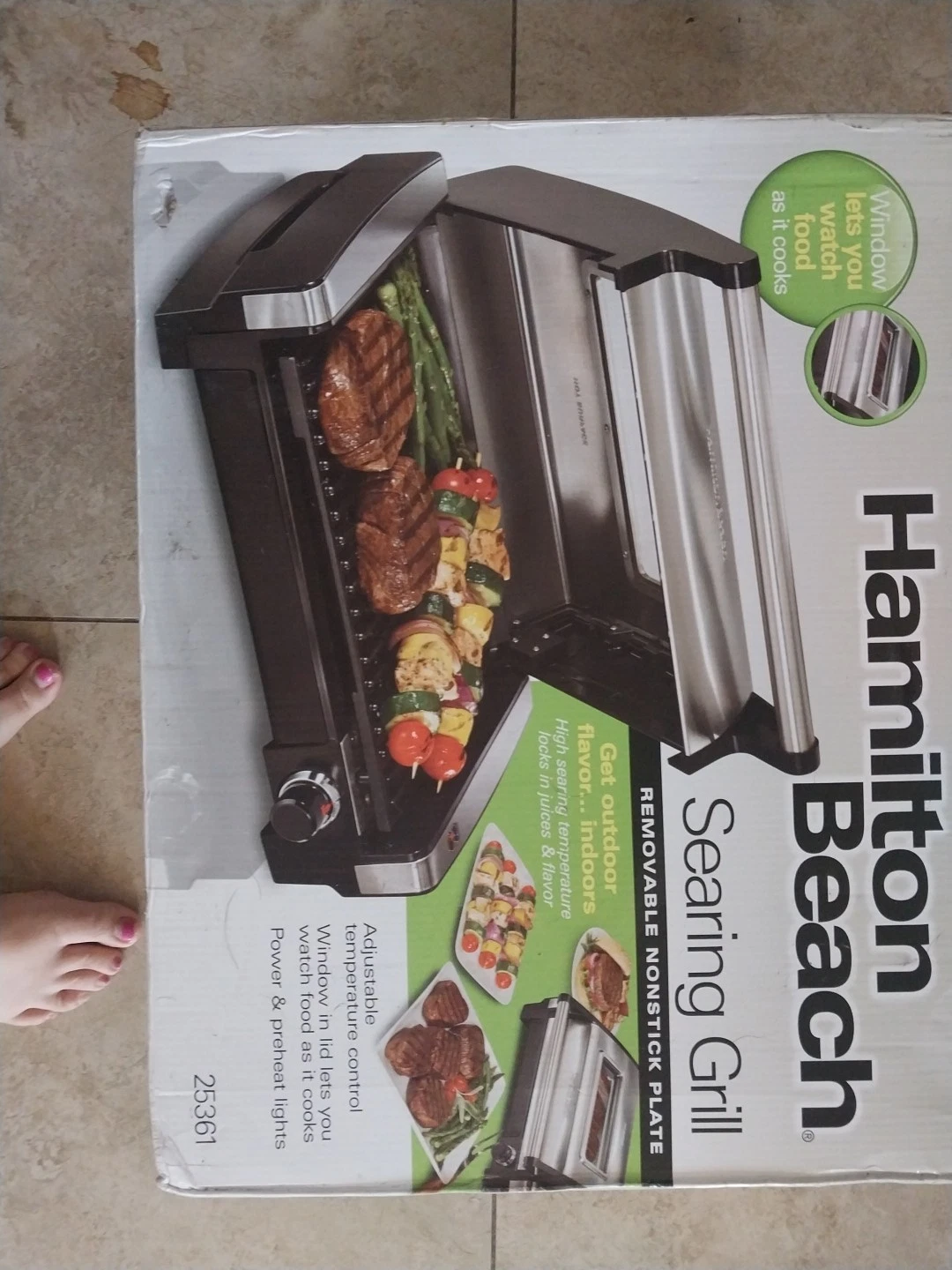 Hamilton Beach Electric Indoor Searing Grill with Adjustable Temperature Control