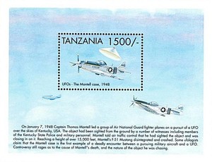 TANZANIA 1998 PLANE meets UFO S/S MNH ** AVIATION, TRANSPORT