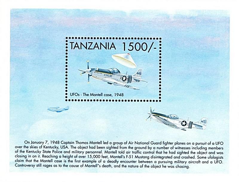 TANZANIA 1998 PLANE meets UFO S/S MNH ** AVIATION, TRANSPORT