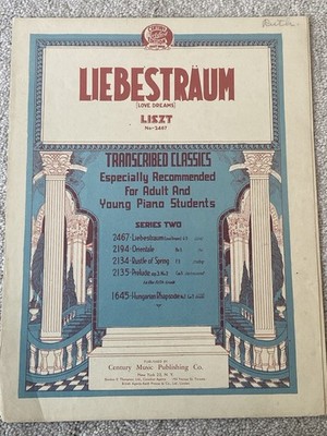 1927 LIEBESTRAUM (Love Dreams) Sheet Music PIANO SOLO by Liszt