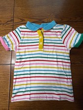 Mini Boden Multi Colored Striped Polo Shirt EUC Girls Short Sleeve Top Size 5-6