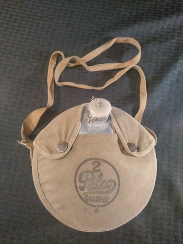 Vintage Palco 2 Quart-er Military Boy Scout Canteen Shoulder Carry Aluminum
