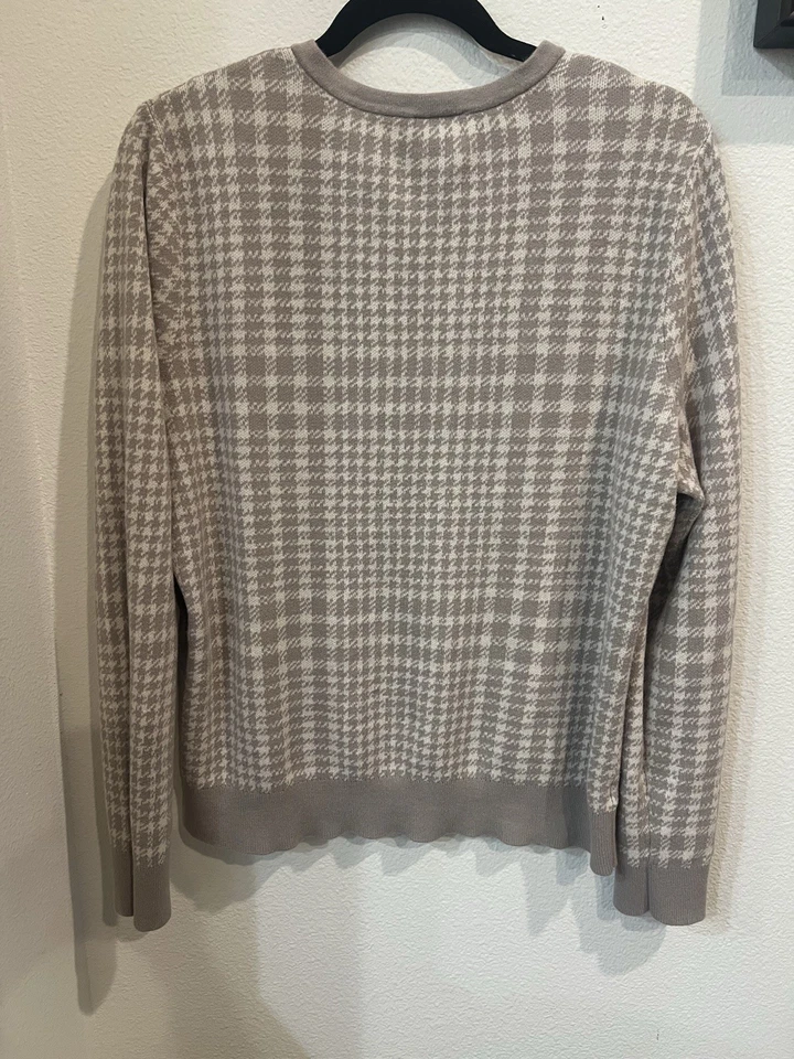 Ann Taylor женщин кардиган свитер XL желтовато-коричневый бежевый длинным рукавом на пуговицах хлопок - Изображение 3 из 4