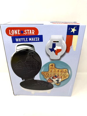 Lone Star Waffle Maker Texas State Outline Non Stick White TX USA Breakfast