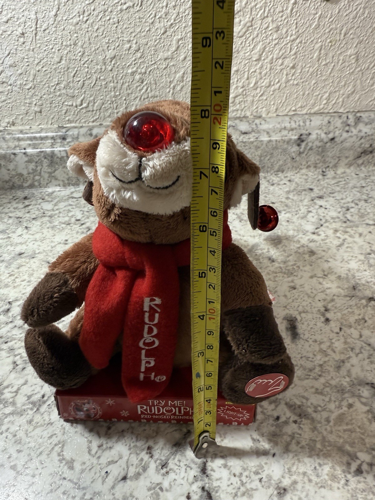 DanDee Singing Rudolph Red Nose Reindeer Plush Light Up Jingle Bells New
