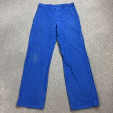 VINTAGE French Trousers Adult 29x30 Blue Workwear Chore Distressed Utility Men